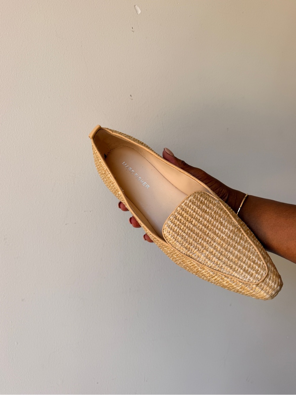 Marc Fisher Woven Natural Tan Loafer